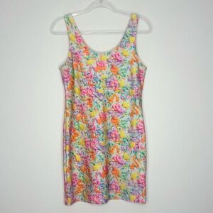Pretty Snake Frosting Dress Large Y2K Bodycon Tank Mini Colorful Festival Rave